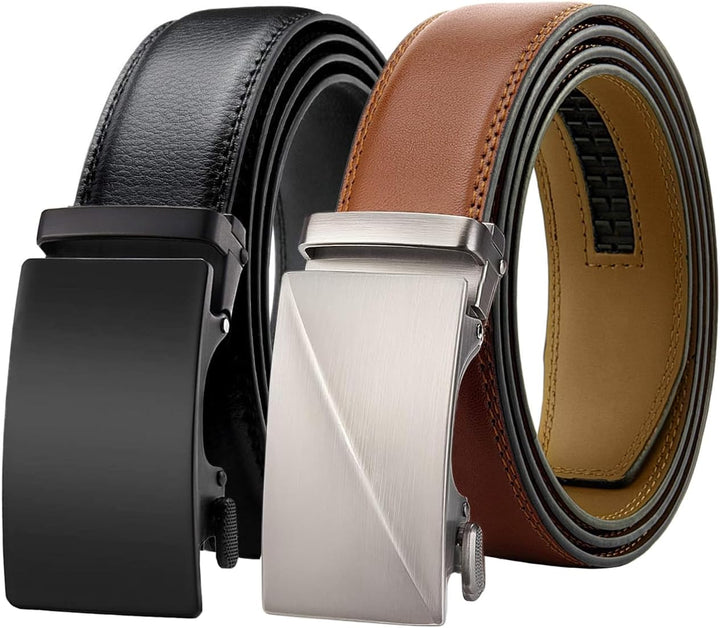 Chaberlu Automatik gürtel herren 2 Stücke, Ledergürtel Ratsche Automatikschliesse Business Anzug Gür