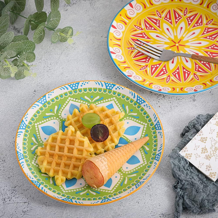 AHX Teller Set - Dessertteller Frühstücksteller- Flache Kuchenteller Salatteller 6er Set - Porzellan