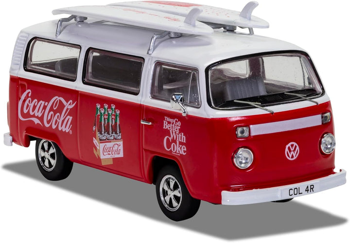 Corgi CC02746 Coca-Cola Volkswagen Campervan Typ 2 (T2) Erkerfenster – Surf Van Druckgussmodell