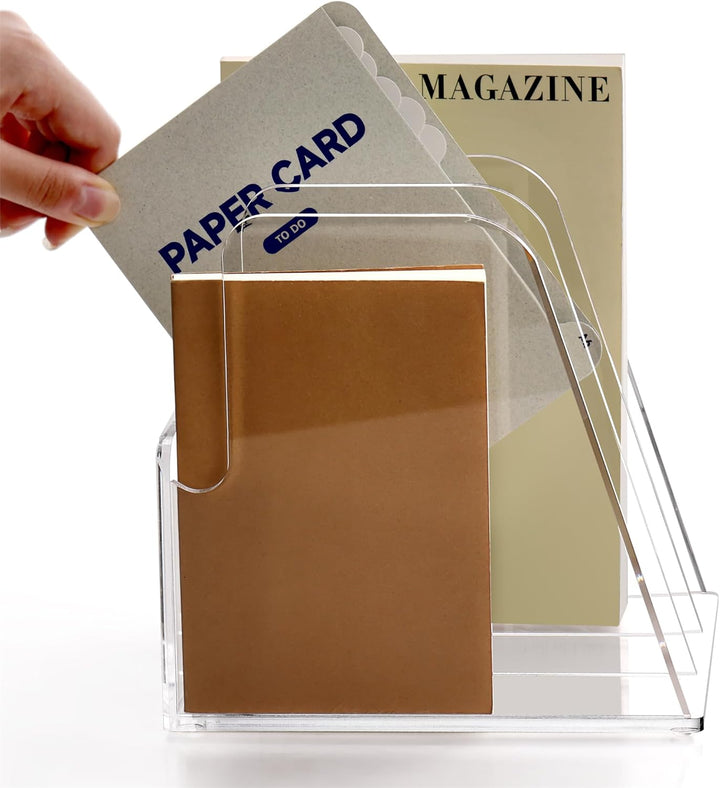 SANRUI Acryl Stehsammler, Stabiler Aktenhalter, Schreibtisch Organizer, Buchstütze für Büro, Schule,