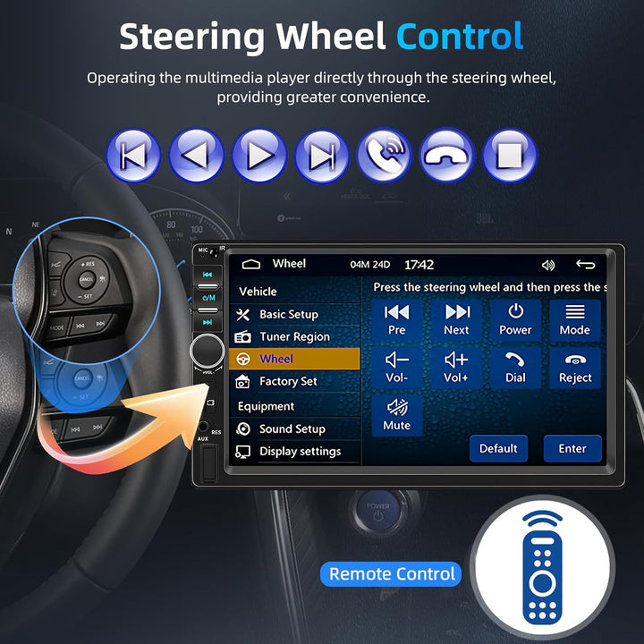 Podofo A-pple Carplay Android Auto 2 Din Autoradio, 7" HD Touchscreen MP5 Player Unterstützung Bluet