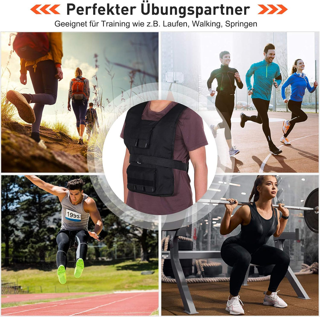 HOMCOM 30 kg/ 20 kg/ 15 kg Trainingsweste, Gewichtsweste, Verstellbar, Krafttraining, Fitness, Oxfor