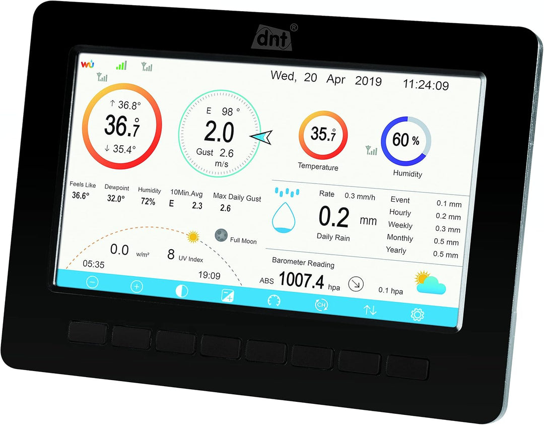 dnt WiFi-Wetterstation WeatherScreen PRO, Wetter- und Raumklima stets unter Kontrolle, Datenlogger-F