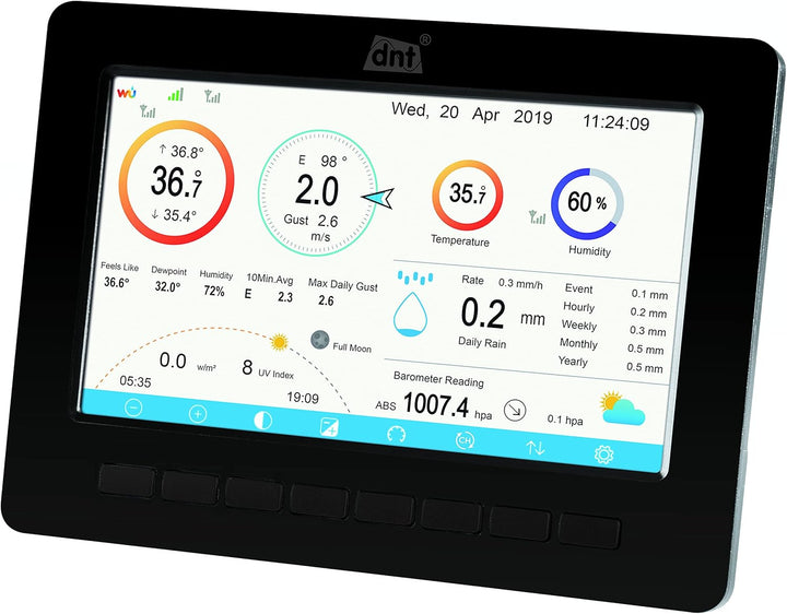 dnt WiFi-Wetterstation WeatherScreen PRO, Wetter- und Raumklima stets unter Kontrolle, Datenlogger-F