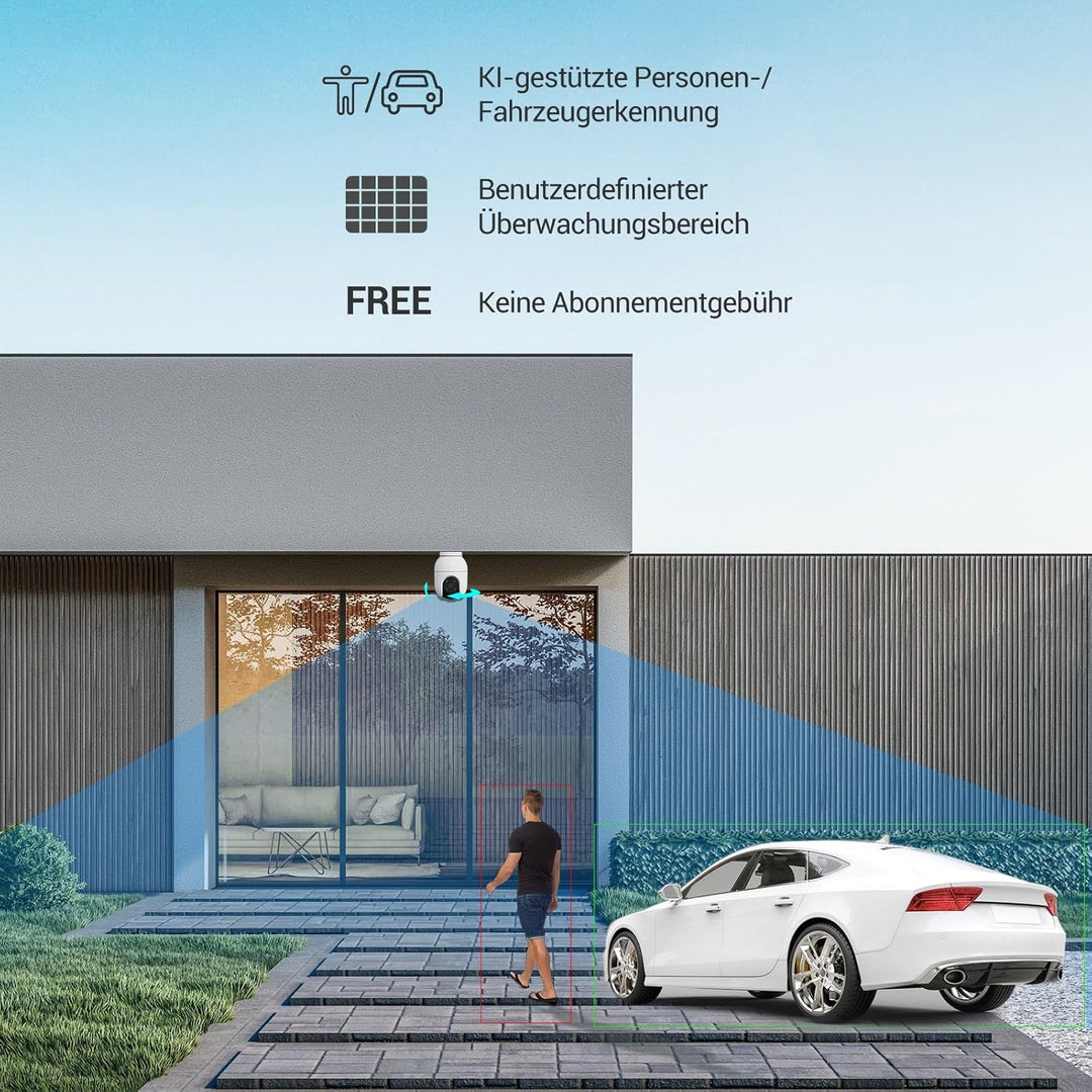 EZVIZ 5MP Pan&Tilt WLAN Kamera, Überwachungskamera Aussen mit Personen-/Fahrzeugerkennung, Zwei-Wege