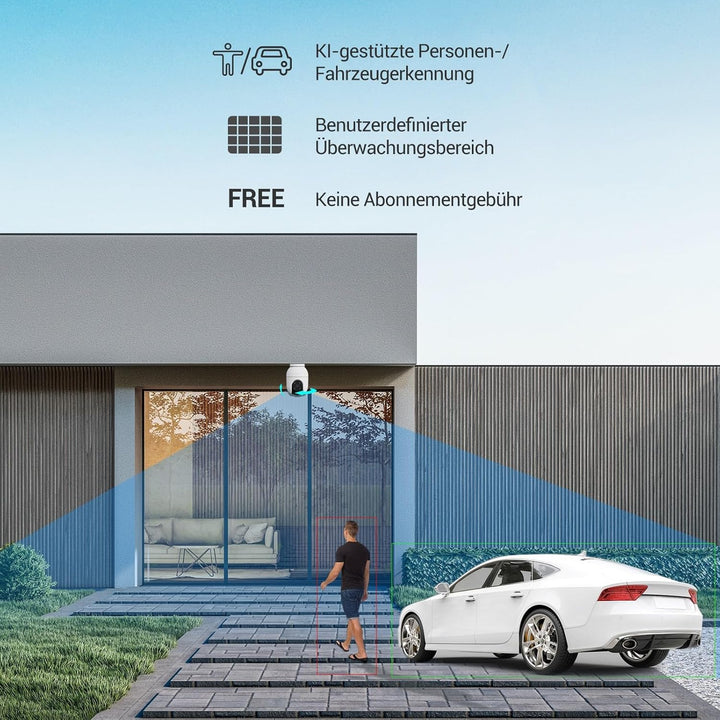 EZVIZ 5MP Pan&Tilt WLAN Kamera, Überwachungskamera Aussen mit Personen-/Fahrzeugerkennung, Zwei-Wege