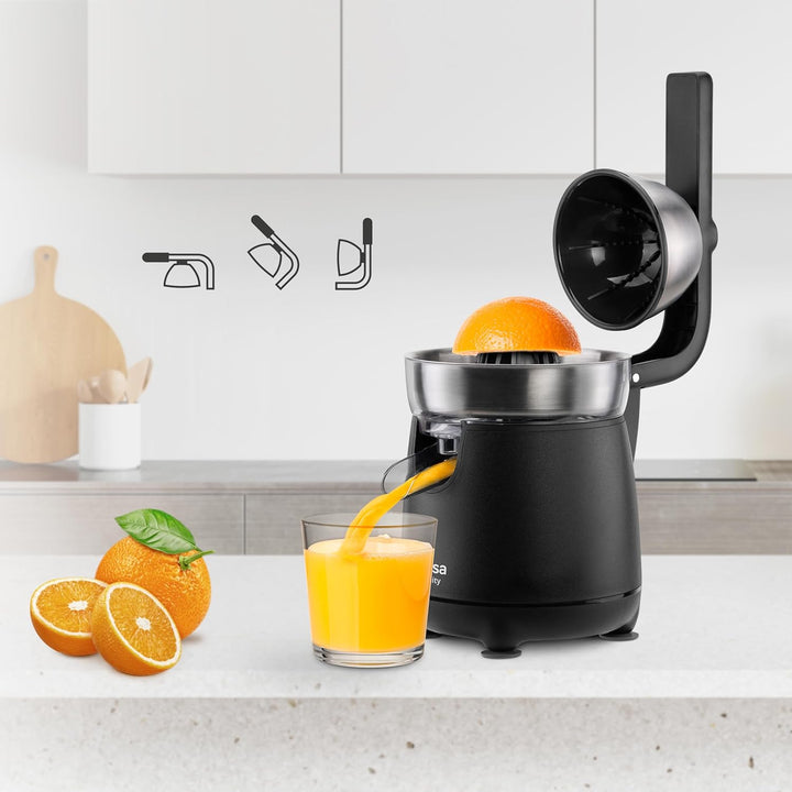 Ufesa Vitality, Elektrischer Zitruspressent, 120W, kontinuierlicher Ausguss, Tropf-Stop-System, Dopp