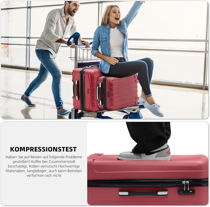BEIBYE TSA-Schloss 2080 Zwillingsrollen 3 TLG. Reisekofferset Koffer Kofferset Trolley Trolleys Hart