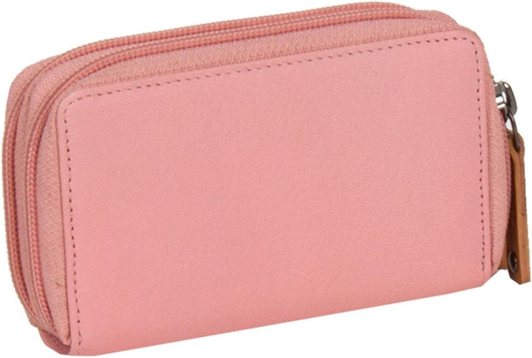 MUSTANG Seattle Leather Wallet 2 Zip Top Opening Pink