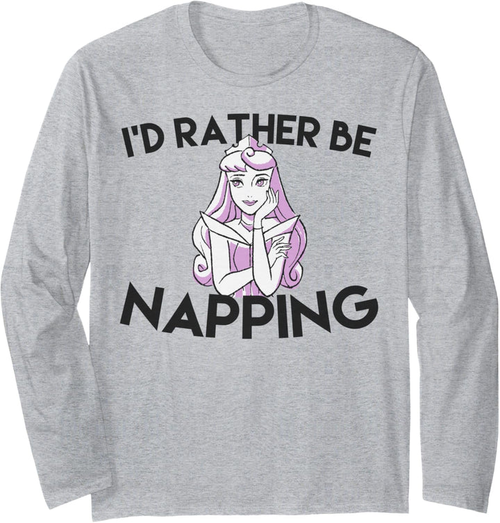 Disney Sleeping Beauty Aurora I'd Rather Be Napping Portrait Langarmshirt
