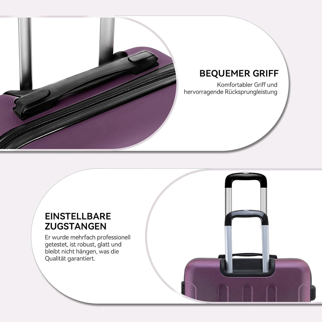 BEIBYE- Hartschalenkoffer Koffer Trolley Rollkoffer Reisekoffer Zahlenschloss 4 Zwilings-Rollen (Vio