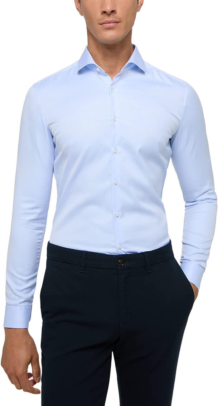 eterna Herren Cover Shirt SUPER Slim 43 Hellblau, 43 Hellblau