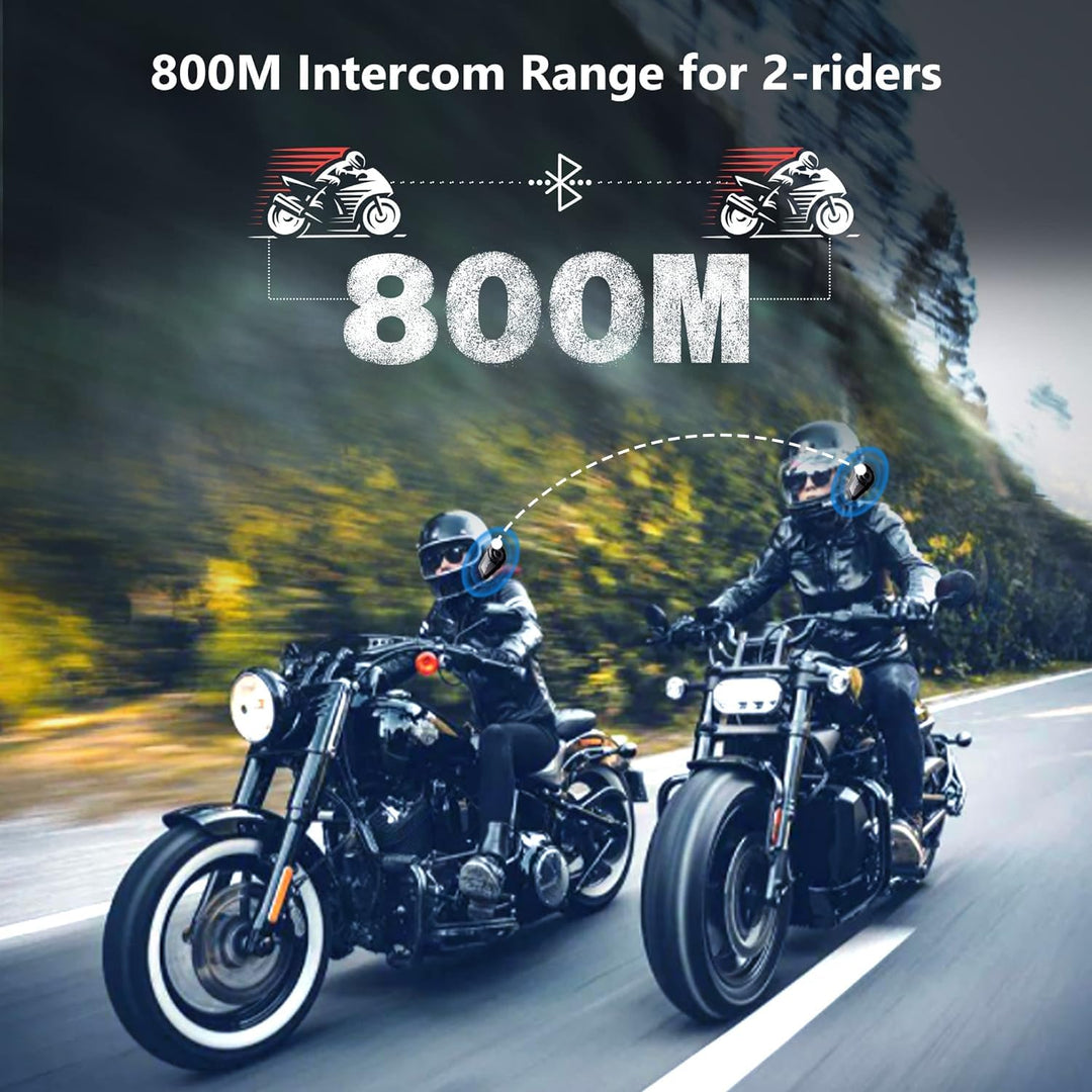 QSPORTPEAK Motorrad Intercom Bluetooth Headsets,MX1 Fahrer 800M universelles Intercom,HiFi-Stereosou