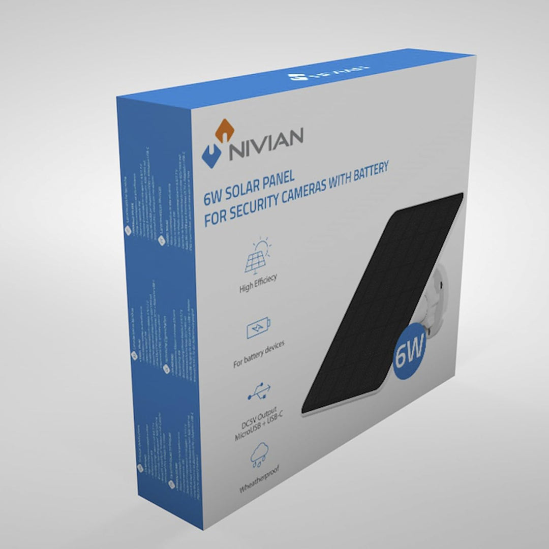 NIVIAN Solarpanel für IP-Sicherheits- und Überwachungskameras mit Akku, kompatibel mit Ezviz C3A und