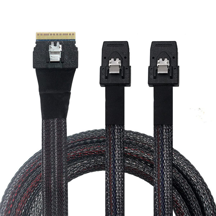 cablecc PCI-E Ultraport Slimline SAS Slim 4.0 SFF-8654 8i 74pin auf Dual SFF-8087 Mini SAS Kabel PCI