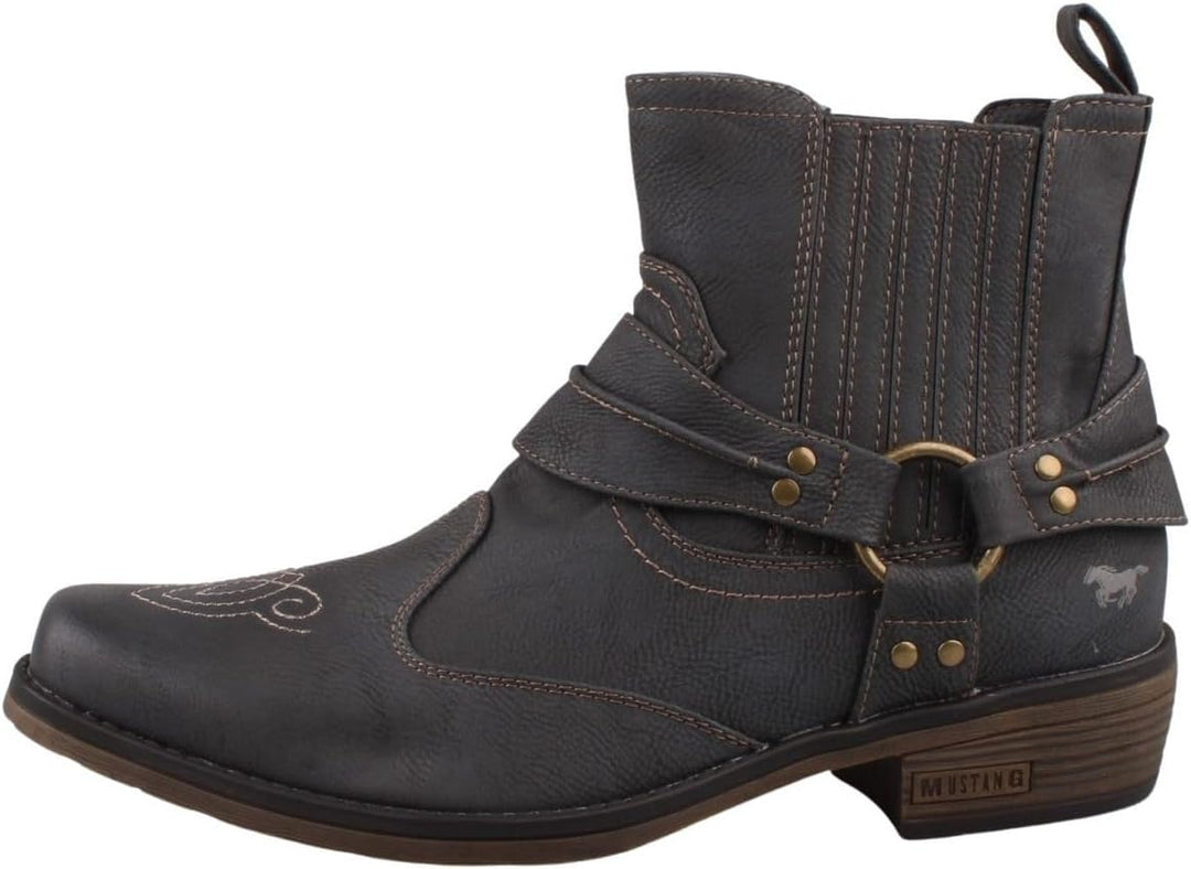 MUSTANG Herren Western Stiefelette Cowboystiefel 46 EU Grau Graphit, 46 EU Grau Graphit