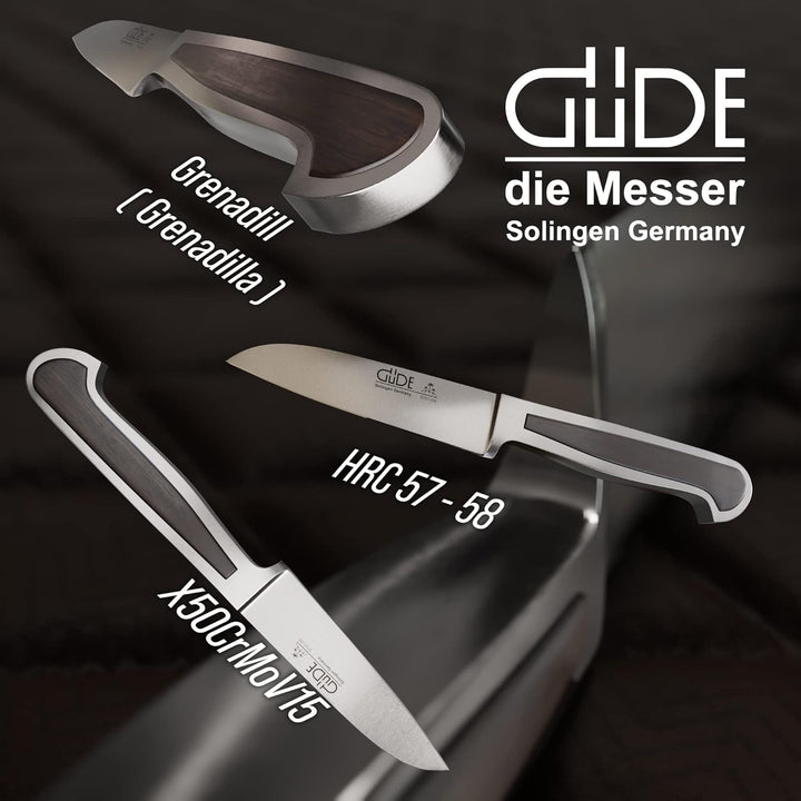 GÜDE Solingen - Gemüsemesser geschmiedet, 9 cm, Grenadill, DELTA, Handmade Germany, Braun