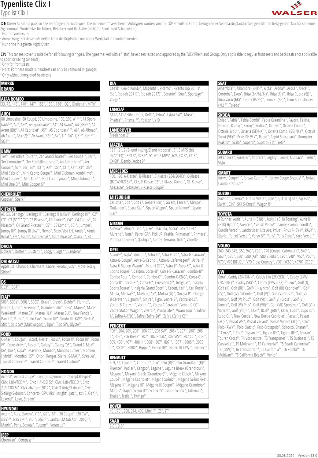 Walser Auto Sitzbezug Lowback, Universalsitzbezug für Fahrer- oder Beifahrersitz, Autoschonbezug Uni