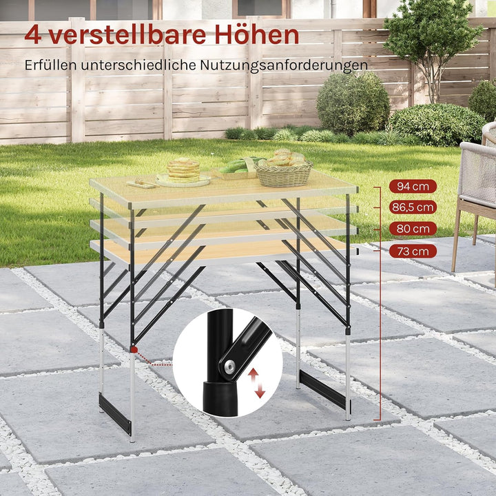 WOLTU® Campingtisch Klapptisch Gartentisch Arbeitstisch Balkontisch höhenverstellbar Aluminium Stahl
