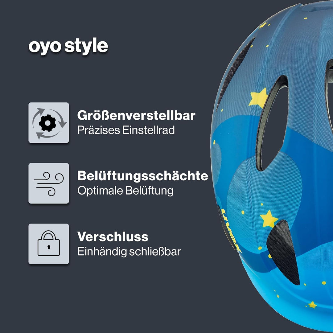 Uvex OYO Style Deep Space Kinder Fahrrad Helm blau/gelb 2024 50-54 cm, 50-54 cm