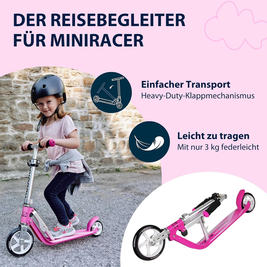 HUDORA Little BigWheel Scooter - Sicherer Aluminium-Roller für Kinder ab 3 Jahren - Höhenverstellbar
