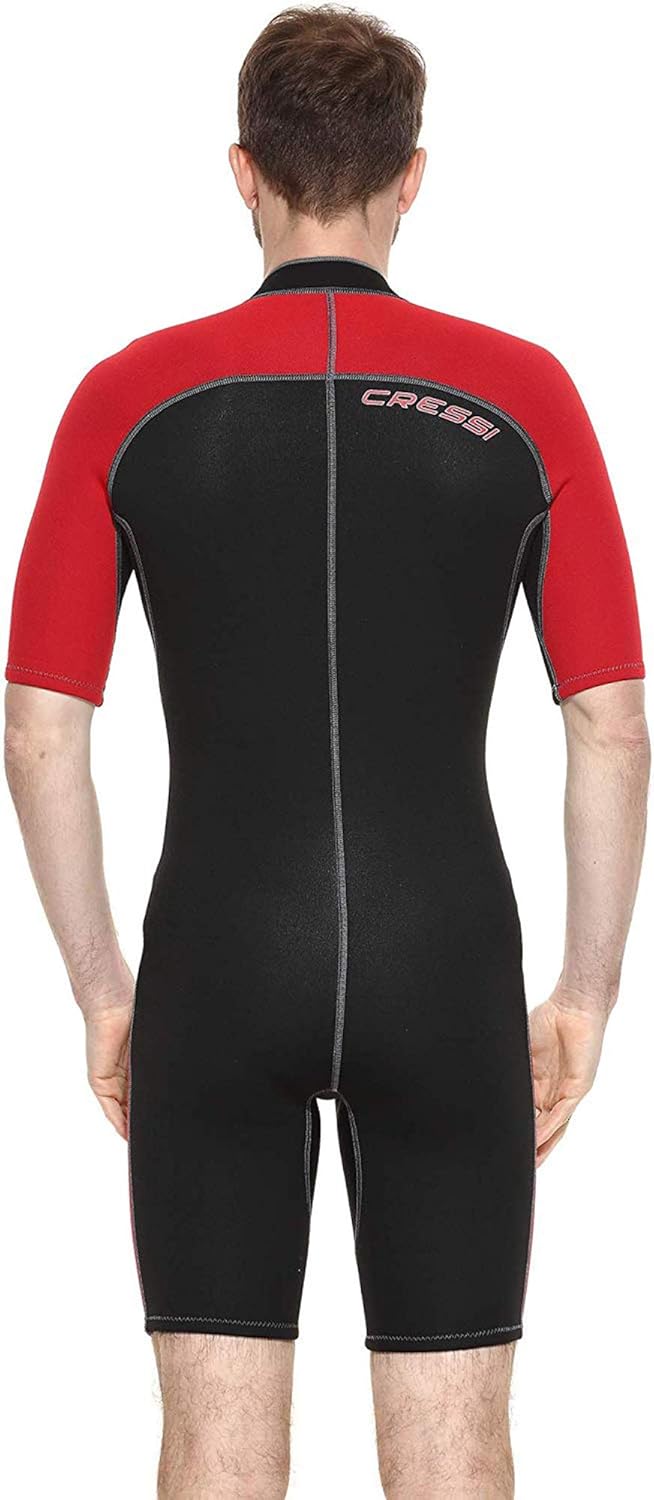 Cressi Lido Man - Shorty Neopren High Stretch 2 mm Neoprenanzug für Herren Schwarz -Rot XS, Schwarz