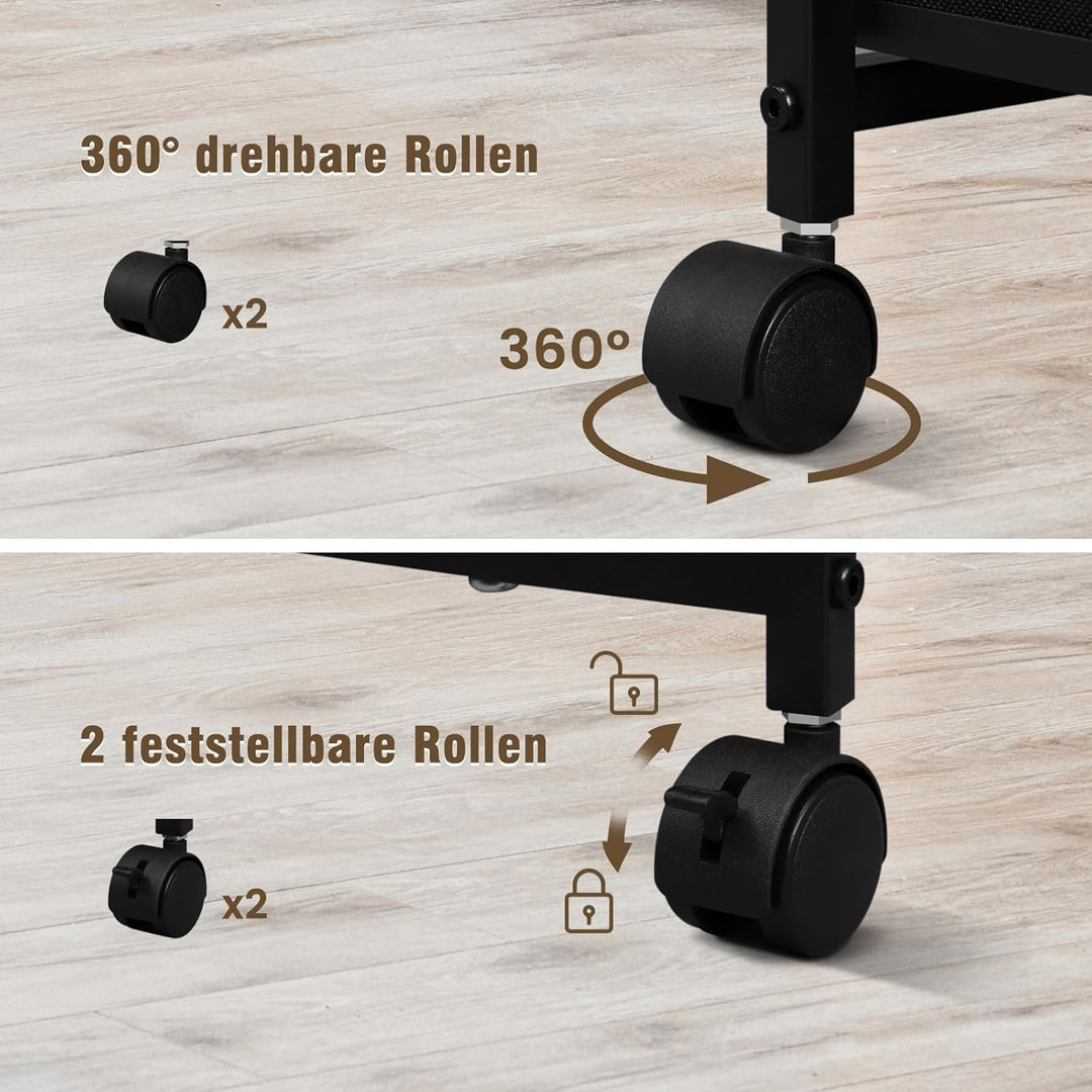 WOLTU Aktenschrank mit Ladestation, Rollcontainer mit Schubladen, Büroschrank, Druckertisch mit Roll