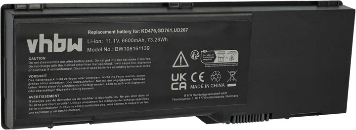 `HOCHLEISTUNGS-AKKU 11.1V 6600mAh passend für DELL Inspiron: 1501 / E1501 / E1505 / E1705 / 6000 / 9