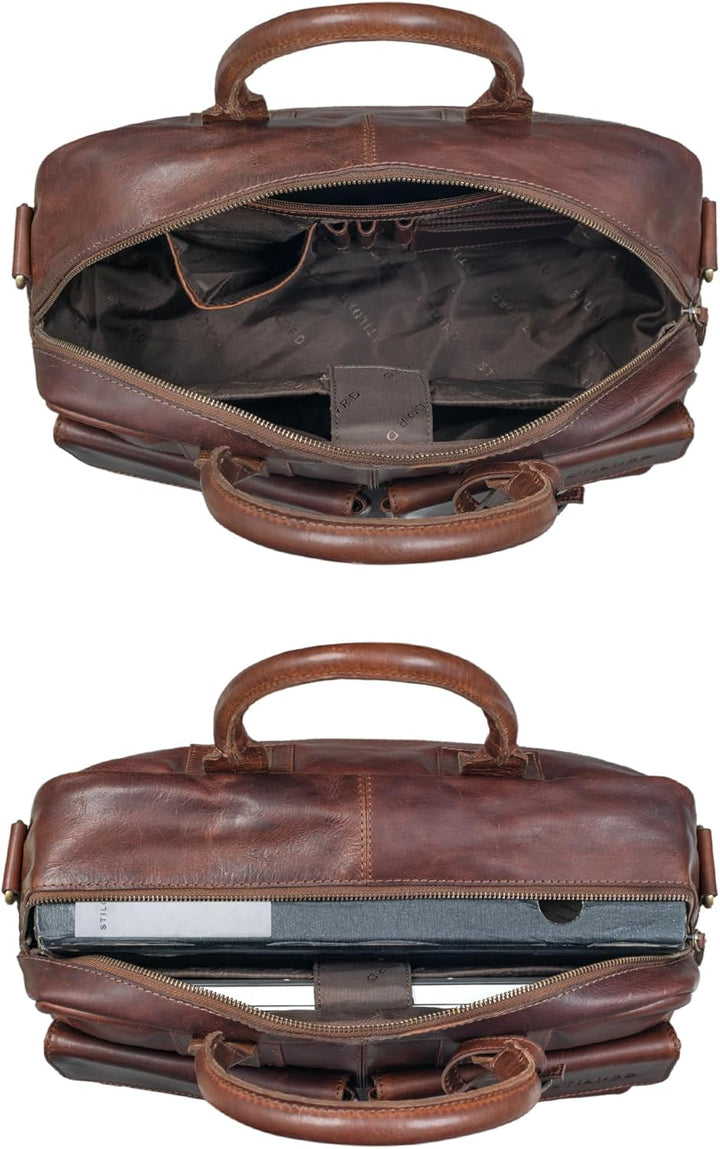 STILORD 'Carlo' Grosse Umhängetasche Leder Lehrertasche Aktentasche Schultertasche Reise Beruf Freiz