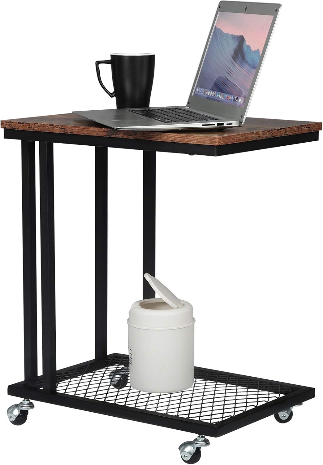 WOLTU Beistelltisch Kaffeetisch Couchtisch Sofatisch Nachttisch Betttisch Laptoptisch mit Rollen, Wo