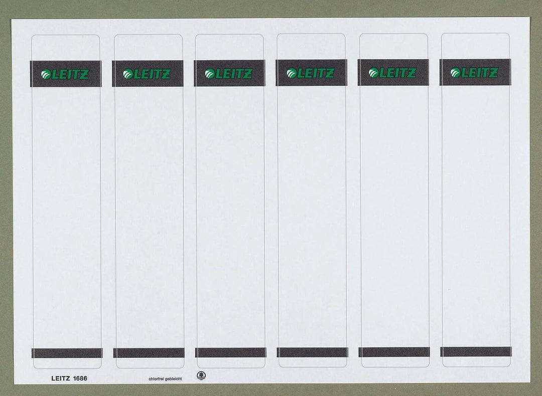 Leitz PC-beschriftbare Rückenschilder selbstklebend für Standard- und Hartpappe-Ordner, 600 Stück, K