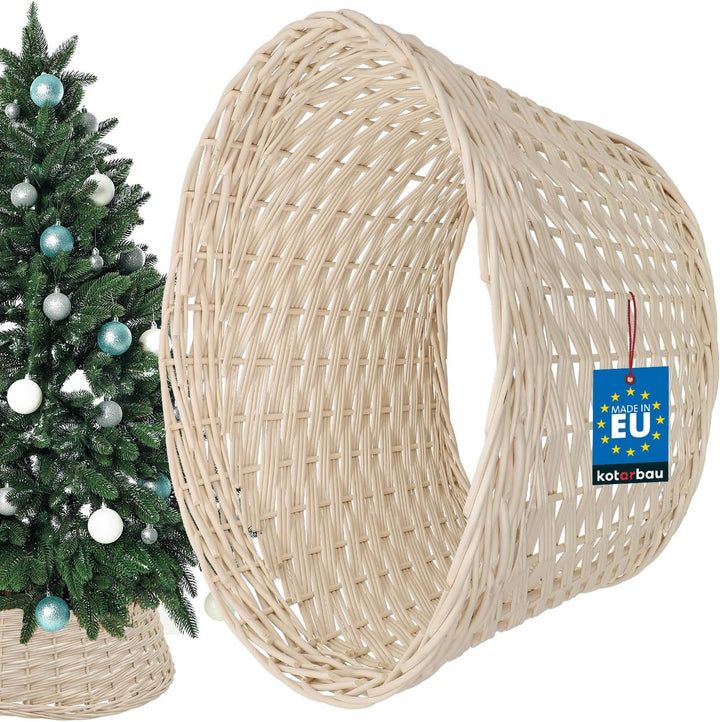 KOTARBAU® Weihnachtsbaum Rock aus Weide Ø 50 cm Gebleicht Christbaumständer aus Rattan Natur Weihnac