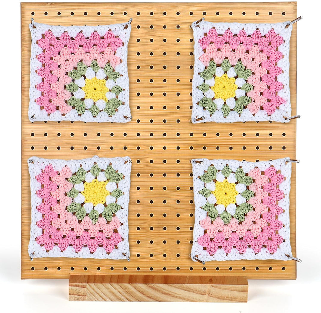 Coopay Granny Squares Blocking Board Gross, 28 x 28 cm Sperrbrett für Granny Square, Wooden Blocking