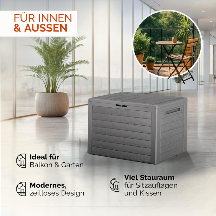 Casaria® Auflagenbox Wetterfest UV-beständig Deckel Abschliessbar Garten Balkon 78x44x55cm 190L Gart