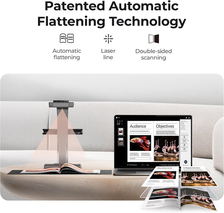 CZUR ET18 Pro Buchscanner mit LED Fülllicht, OCR Dokumentenscanner 18 Megapixel Dokumentenkamera Vis