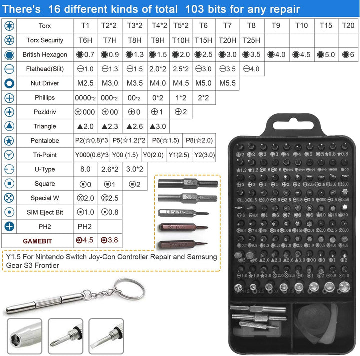 oGoDeal 127 in 1 Mini Feinmechaniker Schraubendreher Werkzeug Set und öffnungswerkzeug für iPhone, P