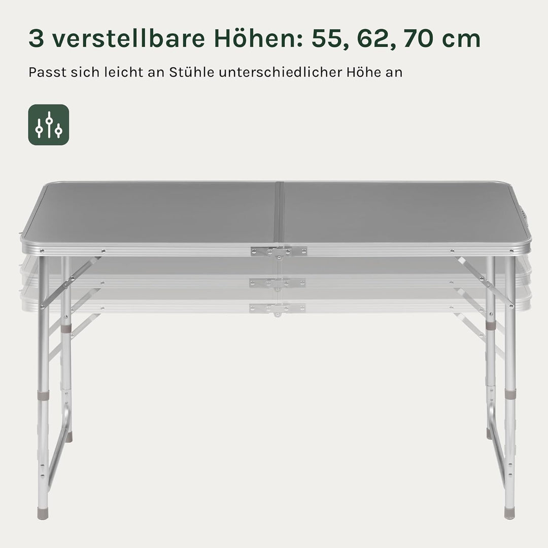 WOLTU Campingtisch Klapptisch Gartentisch Arbeitstisch Balkontisch höhenverstellbar Aluminium MDF Gr