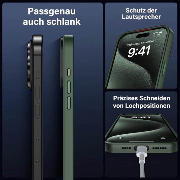 UniqueMe für iPhone 15 Pro Max Hülle, 5-in-1-Set Handyhülle für iPhone 15 Pro Max Case Rundumschutz