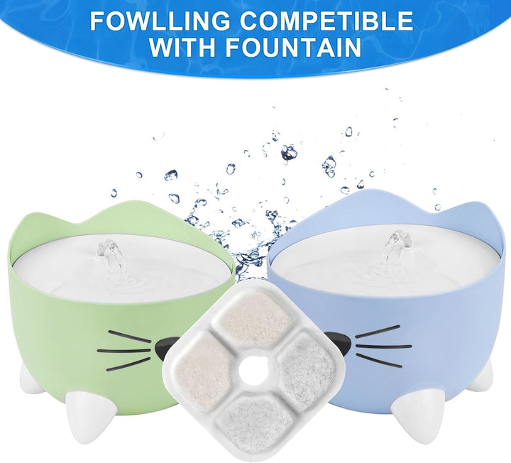 VinDox Filter Katzenbrunnen 12 Stück Filter und 4 Silikonschläuche Für 2,5L Trinkbrunnen Katzen Für