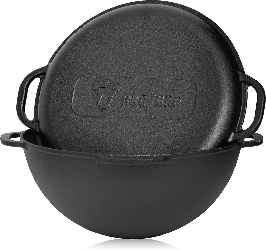 BBQ-Toro Gusseisen Kazan 19 Liter mit Kazan Ofen Ø 40 cm | XXL Gusstopf mit Deckel, Gusseisentopf |