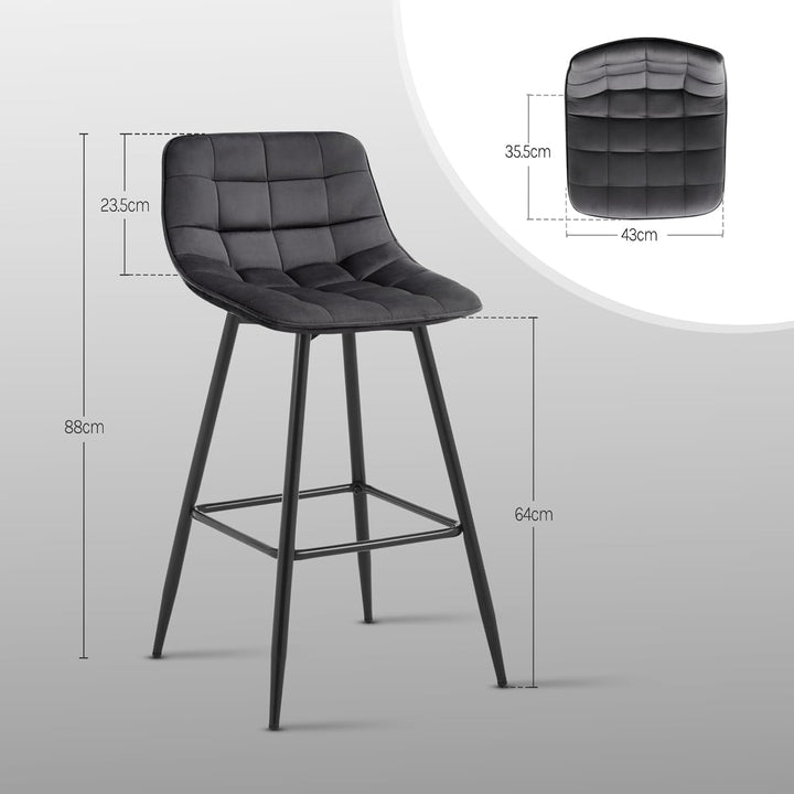WOLTU Barhocker BH143dgr-2 2er Set Designer Barstuhl Hocker Tresenhocker Bistrohocker mit Fussstütze