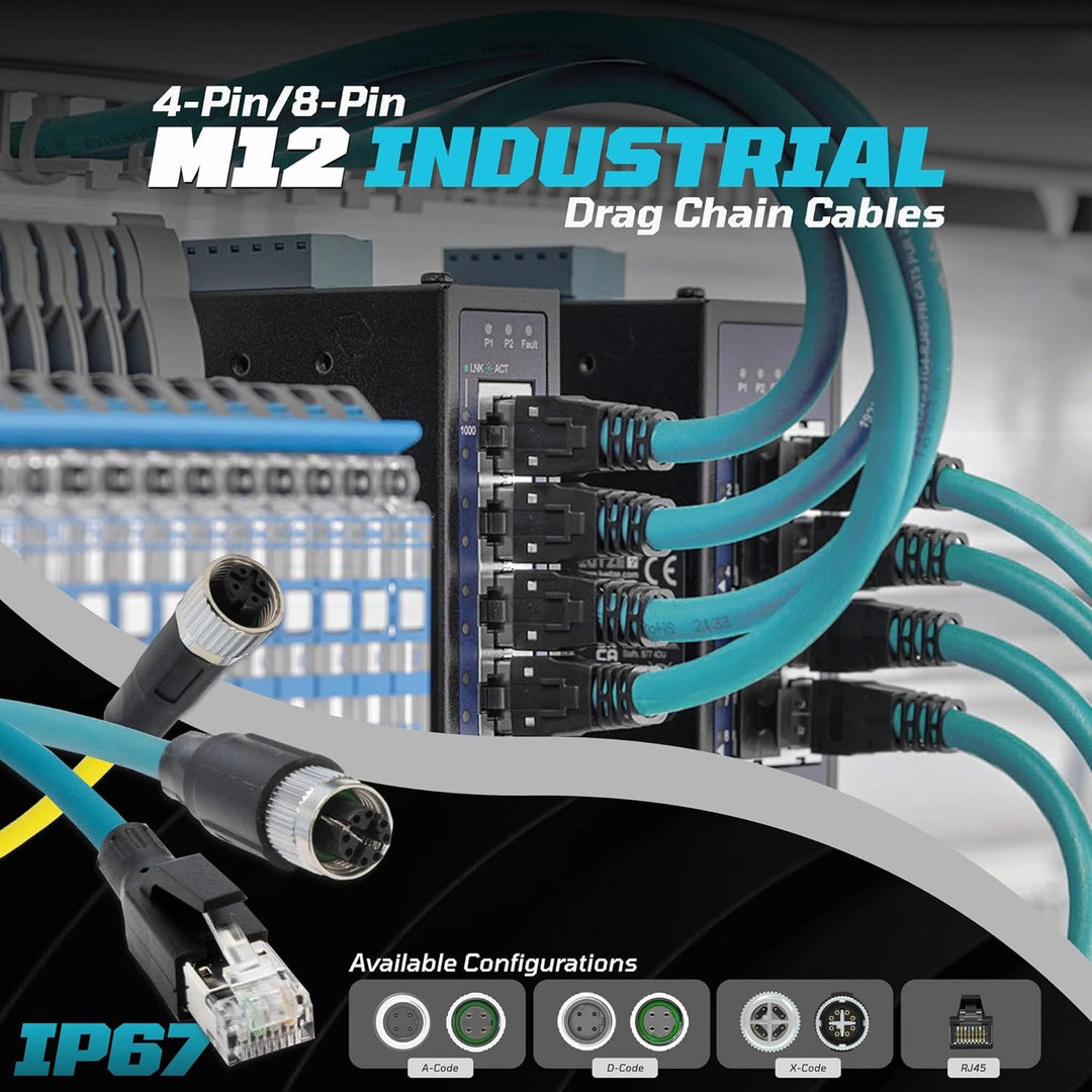 DRRI M12 Cat7A Ethernet Kabel 8-polig X-kodierte Buchse auf RJ-45 Stecker für Cognex Kamera Industri