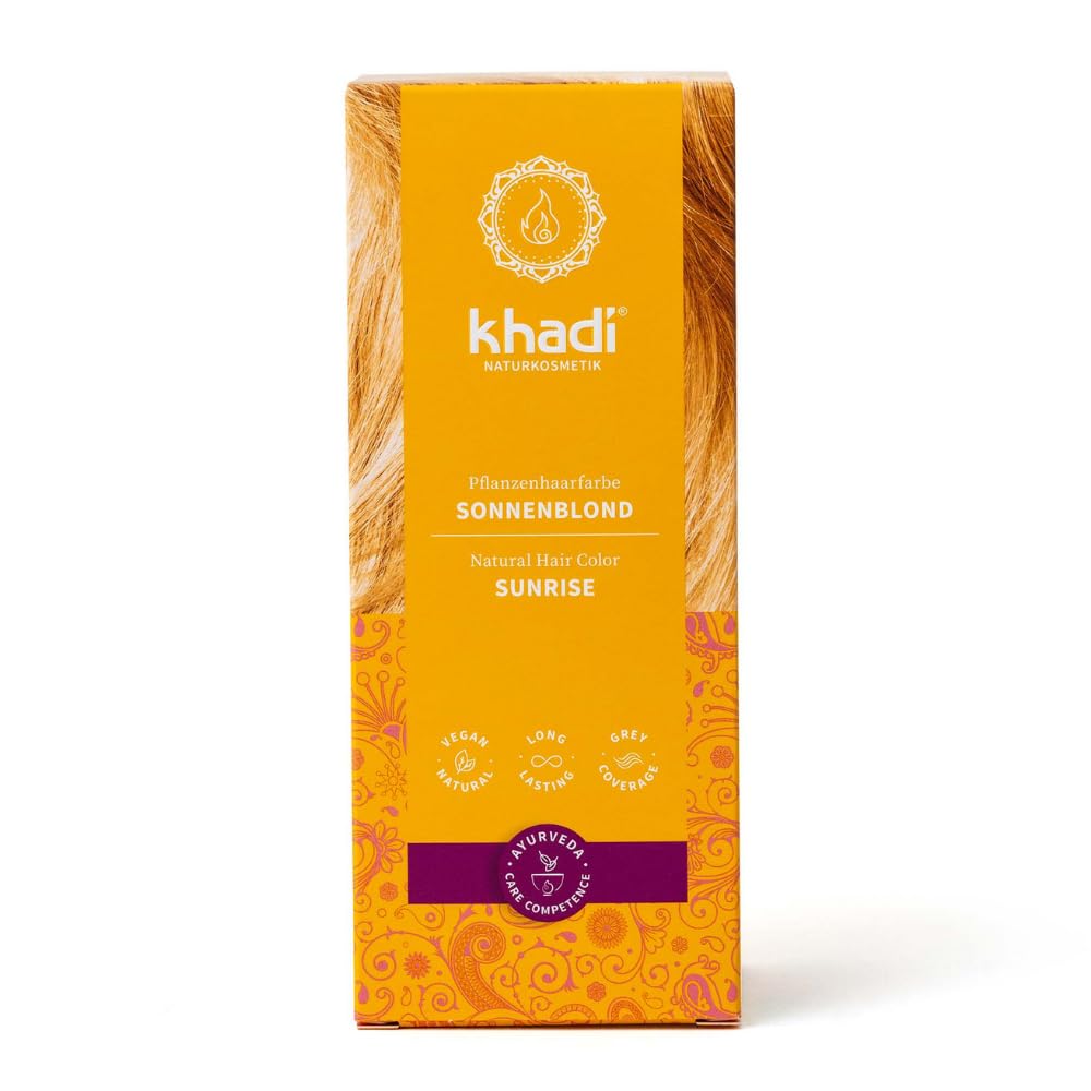 khadi SONNENBLOND Pflanzenhaarfarbe, Haarfarbe für glänzendes Honigblond bis zu kräftigem, sommerlic