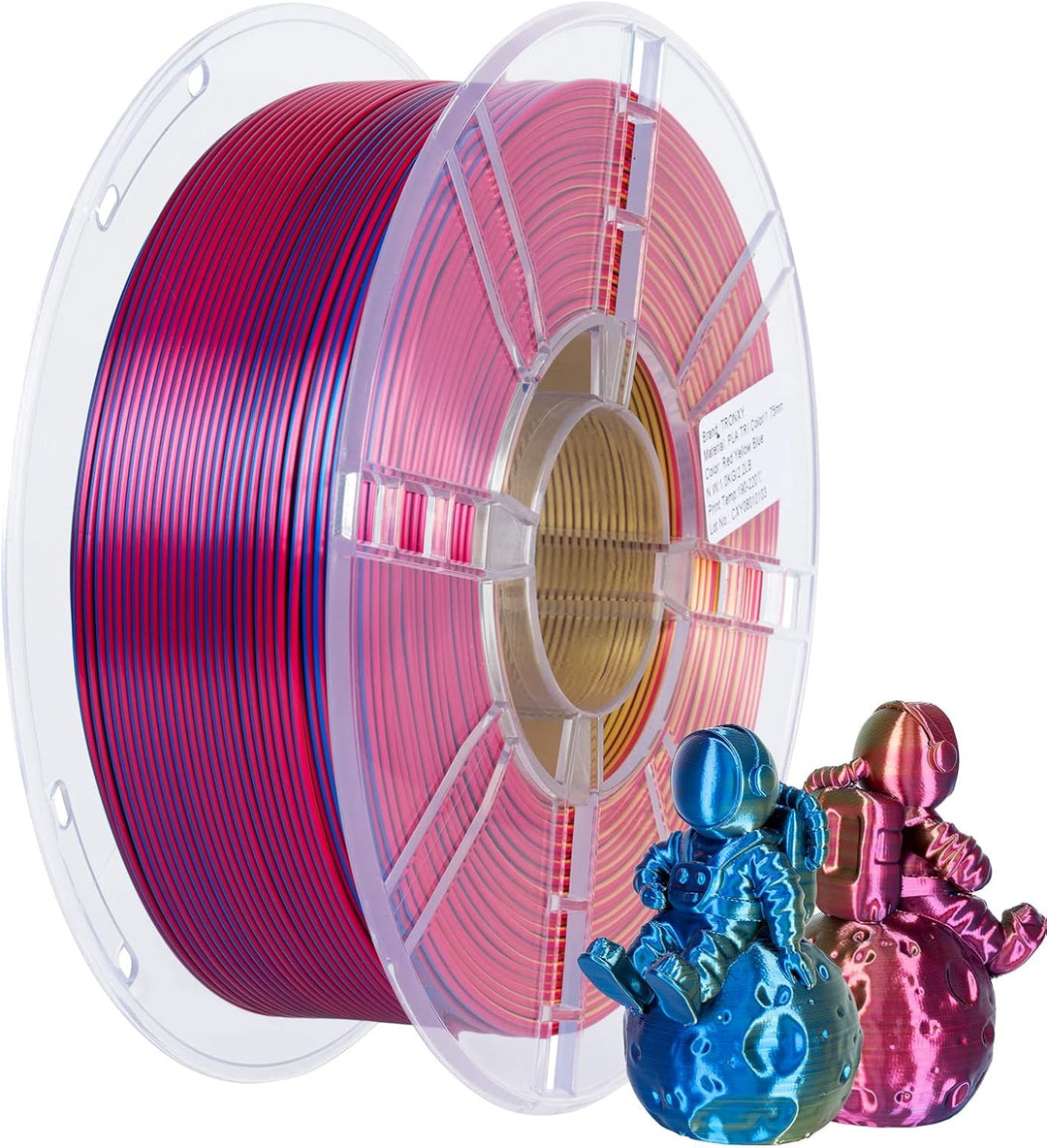TRONXY 3D Drucker Filament, Triple Color Coextrusion PLA Filament 1.75mm, Seidenrot Gelb Blau Filame