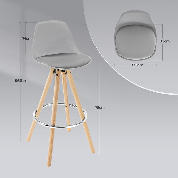 WOLTU® BH45gr-2 2 x Barhocker 2er Set Barstuhl aus Kunststoff Holzgestell mit Lehne + Fussstütze Des