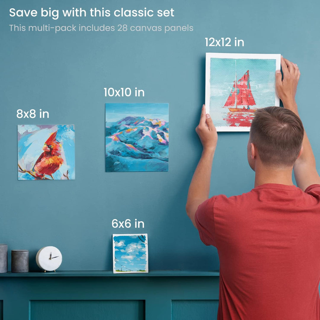 Arteza Malkarton, 28 Stück Grosspackung 15.2 x 15.2cm, 20.3 x 20.3cm, 25.4 x 25.4cm, 30.5 x 30.5cm,