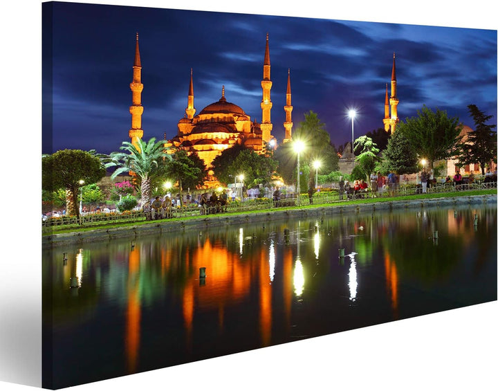 Bild Bilder auf Leinwand Blaue Moschee - Istanbul Türkei Wandbild Poster Leinwandbild Raj, 100L x 57
