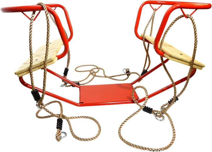 Loggyland Doppelschaukel Schiffsschaukel Schaukel für 2 Kinder (rot), Rot