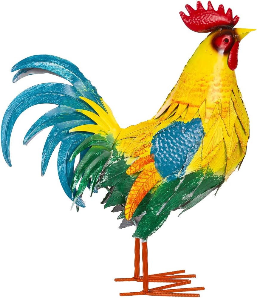 Riesiges schönes Metall Figurenpaar Hahn und Henne Set Gartenfigur Dekofigur Gartentierfigur (Hahn u