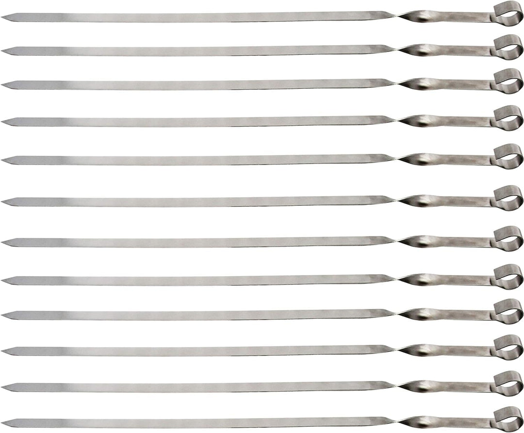 Olymp Edelstahl Schaschlikspiesse 60cm / 2mm Stärke / 1,5cm Breite/EXTRA STARK/Schampura Grillspiess